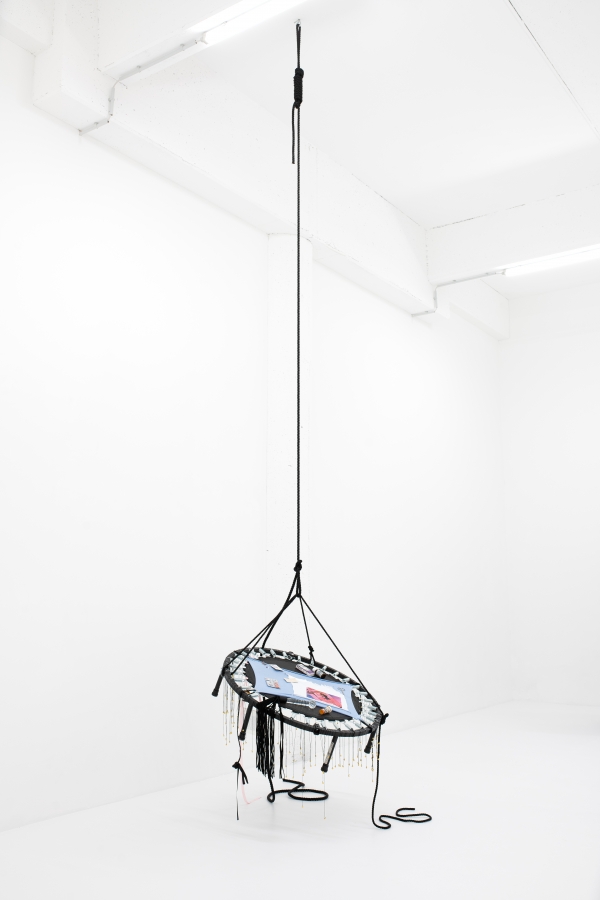 27_Lauryn Youden, But Have You Tried Yoga?, Kinetic Sports Fitness Trampoline, various materials, 91 x 91 x 470 cm, 2023. Courtesy of the artist