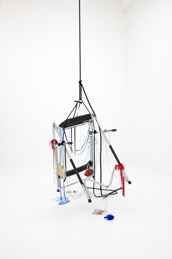 8_Lauryn Youden, Beautiful…this is the skin of a killer Bella, Invertrac Inversion Table Traction Unit, various materials, 67 x 91 x 400 cm, 2023. Courtesy of the artist
