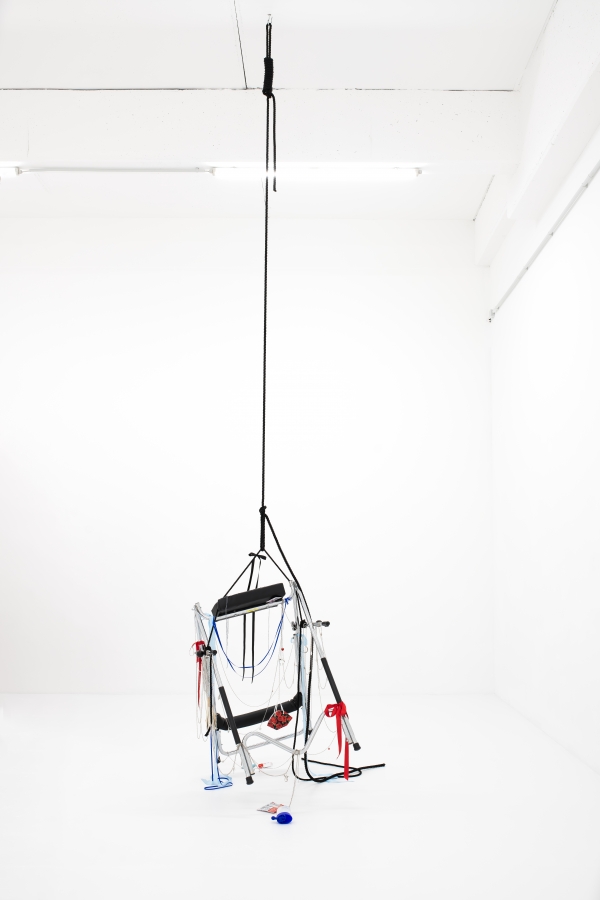 9_Lauryn Youden, Beautiful…this is the skin of a killer Bella, Invertrac Inversion Table Traction Unit, various materials, 67 x 91 x 400 cm, 2023. Courtesy of the artist